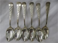 (6) STERLING SILVER SPOONS 4.01 TROY OZ.