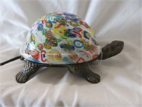 TURTLE LAMP WITH MILLEFIORI STYLE SHADE 4.5"T X