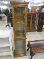 VINTAGE LIGHTED CURIO CABINET 69"T X 16"W X 11"D