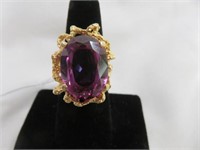 14KT GOLD AND AMETHYST CUSTOM MADE RING SZ 7