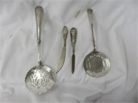4 PC STERLING SILVER FILE,KNIFE AND SERVING SPOONS