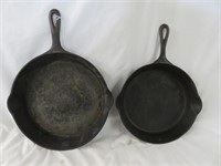 GRISWOLD #9 CAST IRON SKILLET AND #7 CAST IRON