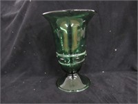 Blown Green Glass Vase w/ Applied Decoration