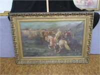 Larg Oil on Canvas Arabs on Horseback