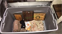 Large tote with lid with military uniform and
