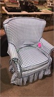 Gilchrist chair with a blue and white checkered