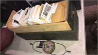 Vintage wood file box full of vintage