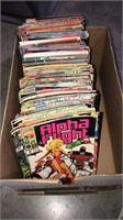 Box lot of vintage comic books including alpha