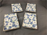 (4) Floral Plates with Markings