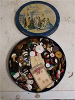 Early Confection Tin Full of Buttons