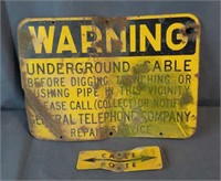 Metal Warning Sign & Cable Sign