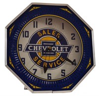 Chevrolet Dealership Advertising Neon Clock