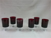 (6)France Ruby Red Clear Stem Wine Dessert Glasses