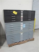 (3) 5-Drawer Flat File Cabinets 46" W x 35" D