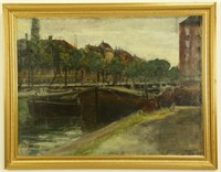 DUTCH IMPRESSIONIST "CANAL SCENE" OIL ON CANVAS