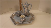 Antique Lenox Silver Overlay Coffee Set-Sugar Bowl
