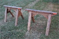 Pair of wooden saw horses