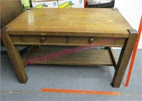 old "arts & crafts" oak 2-drawer library table