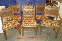 nice set - 6 oak old gothic chairs - circa 1920's