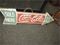 CARVED WOOD COCA COLA AD SIGN