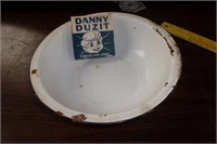 Black and white Enamelware pan and Danny Duzit