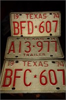 Lot of Texas license plates-1974