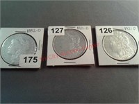 1882, 1921, 1921, Morgan silver dollars