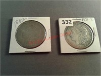 1882 Morgan silver dollar, 1921 Morgan silver