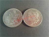1889 and 1885 Morgan silver dollars