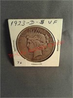 1923 - d peace silver dollar