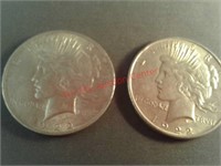 2 peace 1922 silver dollars