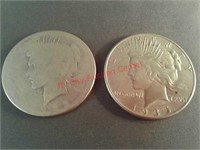 peace 1922 & 1935 silver dollars