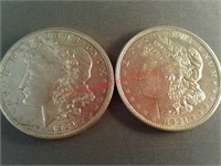 Two 1921 Morgan silver dollars