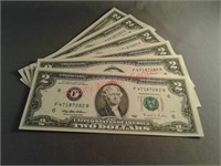 6 Uncirculated $2 bills