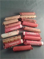miscellaneous rolls of pennies