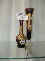 2 PCS GOLD GUILDED BOHEMIA STYLE GLAS