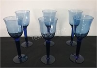 (6) Blue Wine Glasses