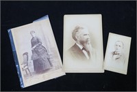 Lot, 2 photo cabinet cards and 1 CDV by