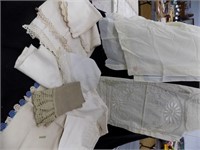Box lot of miscellaneous Linens - many stained