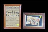 Lot, 2 framed advertising: Cooking lectures,