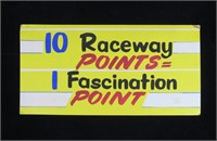 Raceway sign for points, Roseland, Canandaigua