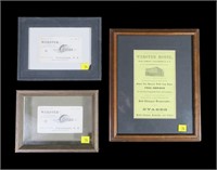 Lot, 3 framed advertising pieces for Webster