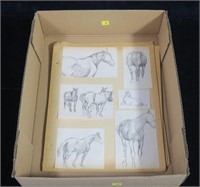 Lot, 33 pencil drawings of horses by F.K. Pierce