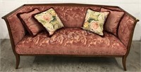 Hollywood Regency Wood & Upholstered Sofa
