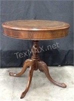 Gold Embossed Leather Top Occasional Table