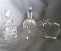 (3) Crystal Bells & Paper Weight