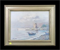 12" x 16" Oil on canvas, Marine view signed
