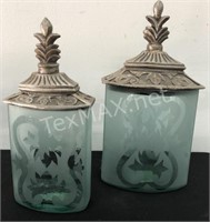 Etched Glass Decorative Jars
