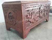 Hand Carved Wood Oriental Trunk