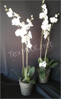 (2) Faux Potted Orchids